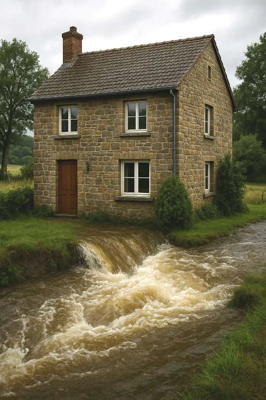 inondation d'une maison en Belgique